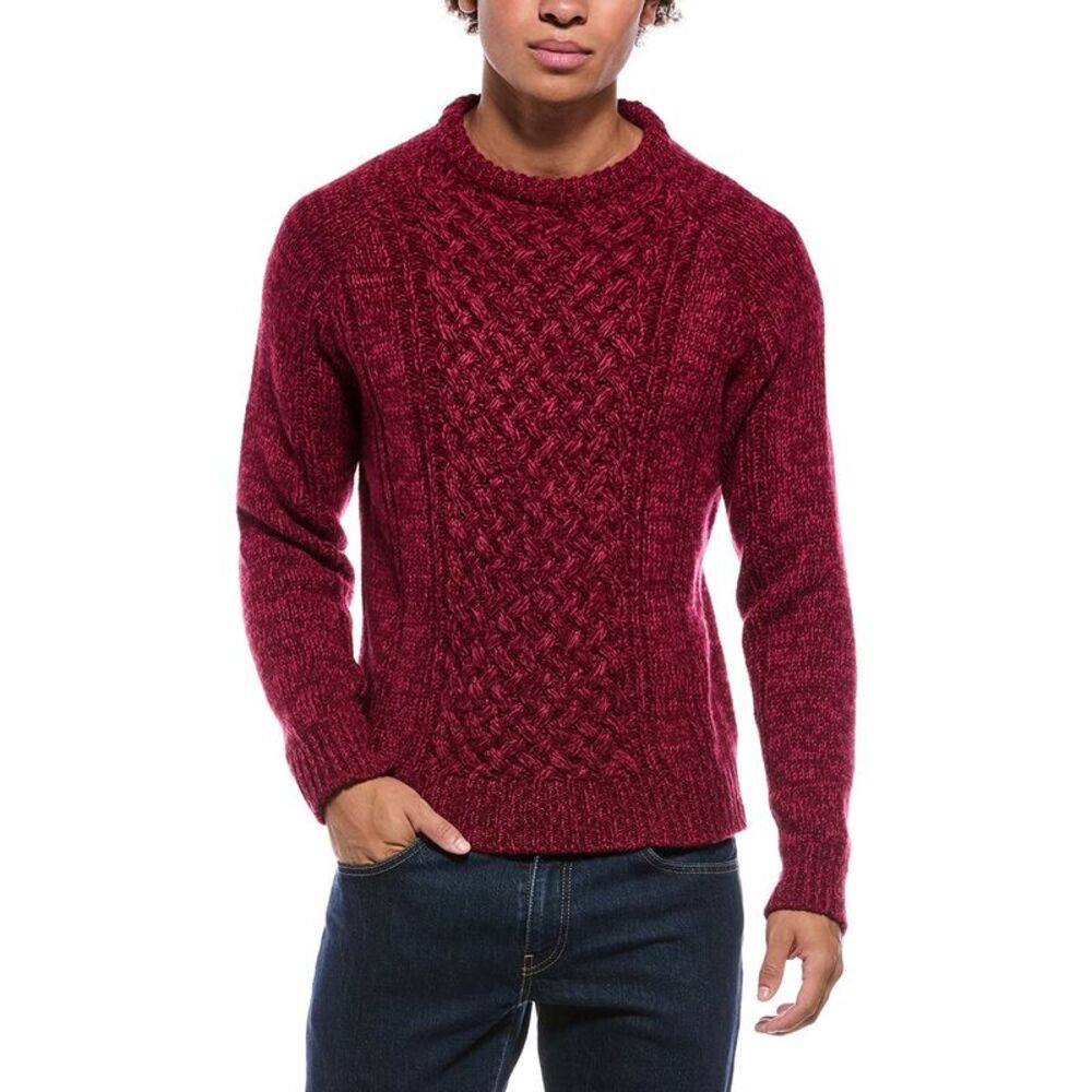 Isaia Mens  100% Cashmere Crewneck Sweater, Red